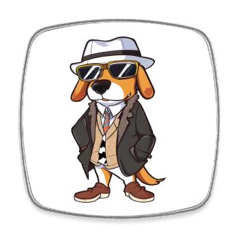 Lunettes de soleil Beagle Hat - Magnet carré - blanc - Devant