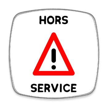 HORS SERVICE. PANNEAU. DANGER. HUMOUR. DRÔLE - Magnet carré - blanc - Devant