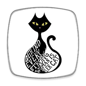 behind every strong woman is her cat - Square fridge magnet - white - Front