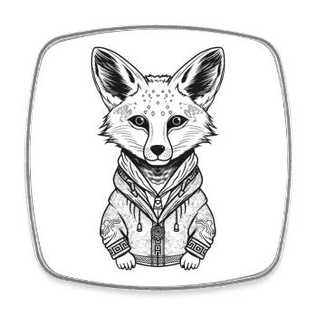 Renard au design streetwear - Magnet carré - blanc - Devant