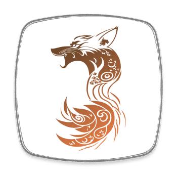 Oranger Tribal Fantasy Fuchs - Viereckiger Kühlschrankmagnet - Weiß - Vorne