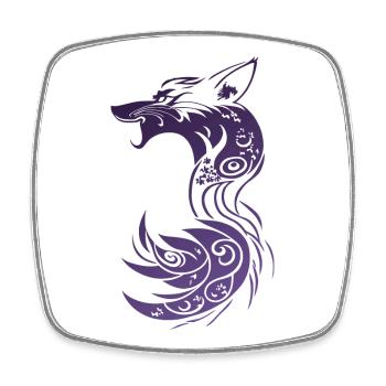 Violetter Tribal Fantasy Fuchs - Viereckiger Kühlschrankmagnet - Weiß - Vorne