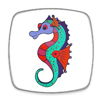Fiery seahorse in fresh colors - Square fridge magnet - white - Front