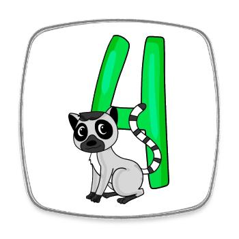 4 birthday 4 years old with animal motif - four - Square fridge magnet - white - Front
