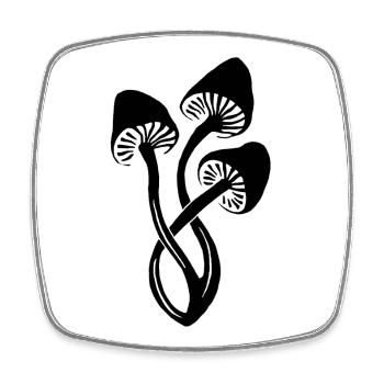 Black mushroom trio - Square fridge magnet - white - Front