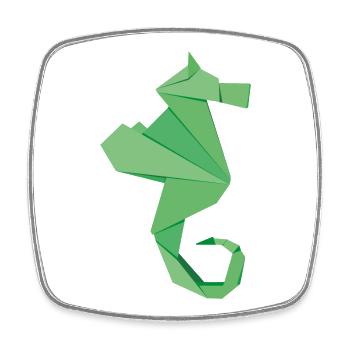 abstrakte Seepferdchen Abzeichen im Origami-Style - Viereckiger Kühlschrankmagnet - Weiß - Vorne