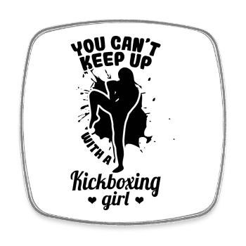 Weiblicher Kickboxer - Viereckiger Kühlschrankmagnet - Weiß - Vorne