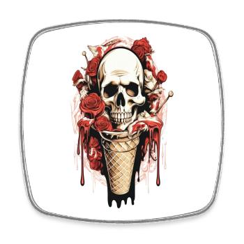 Skull Eistüte mit Rosen und Wachs - Square fridge magnet - white - Front