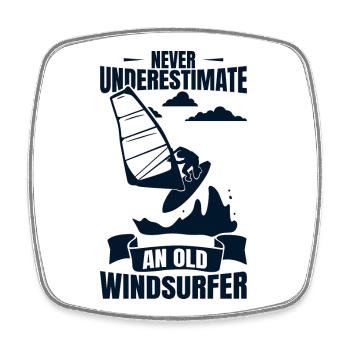 Windsurfing Grandpa - Square fridge magnet - white - Front