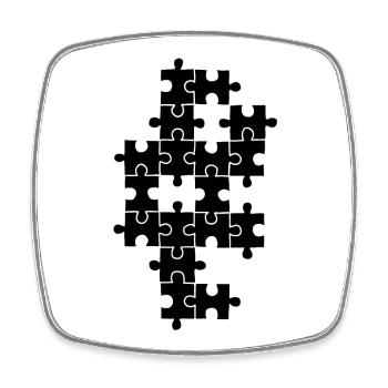 Black puzzle - Square fridge magnet - white - Front
