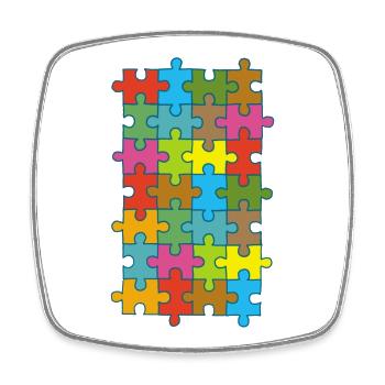 Mehrfarbiges Puzzle - Viereckiger Kühlschrankmagnet - Weiß - Vorne