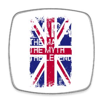 T-shirt Grunge Union Jack Text - Magnet carré - blanc - Devant