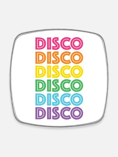 LGBTQ-Retro-Disco - Viereckiger Kühlschrankmagnet - Weiß