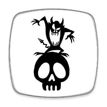 Skull and Black Demon - Square fridge magnet - white - Front