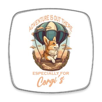 Chien aventurier en montgolfière - Magnet carré - blanc - Devant