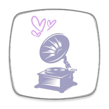 Music Vintage Gramophone - Square fridge magnet - white - Front