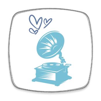 Music Gramophone Retro - Square fridge magnet - white - Front