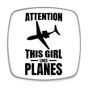 Aircraft observer - Square fridge magnet - white - Front