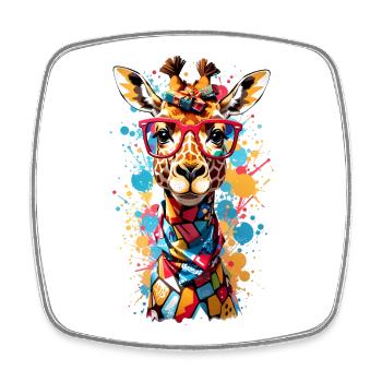 Coole Giraffe - Viereckiger Kühlschrankmagnet - Weiß - Vorne