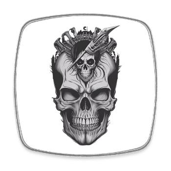 Cool Skull - Viereckiger Kühlschrankmagnet - Weiß - Vorne
