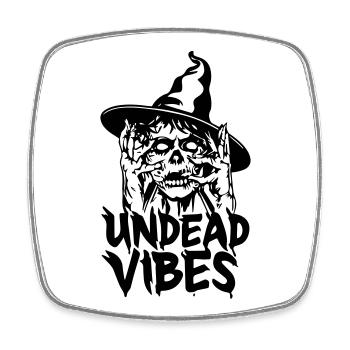 Halloween gift 'Undead Vibes', zombie - Square fridge magnet - white - Front