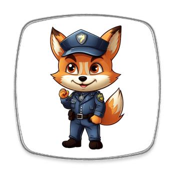 Fox Police - Square fridge magnet - white - Front