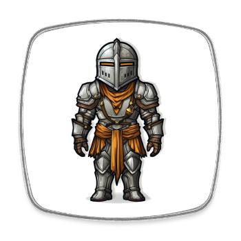 Chevalier Fantastique en Armure – Dessin animé RPG - Magnet carré - blanc - Devant