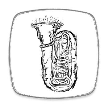 Dessin de tuba - Magnet carré - blanc - Devant