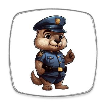 Groundhog Policewoman - Square fridge magnet - white - Front