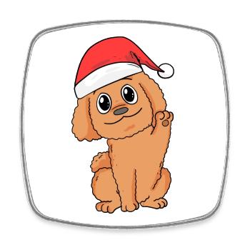 Pudel Hund Tier Weihnachten - Viereckiger Kühlschrankmagnet - Weiß - Vorne