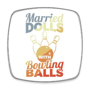 Bowling Girl - Square fridge magnet - white - Front