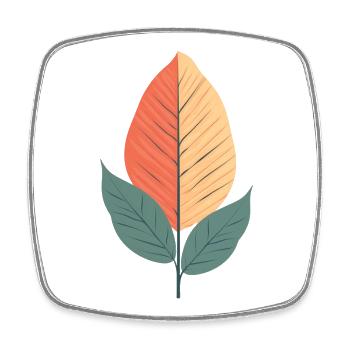 Minimalistisches Blatt - Viereckiger Kühlschrankmagnet - Weiß - Vorne
