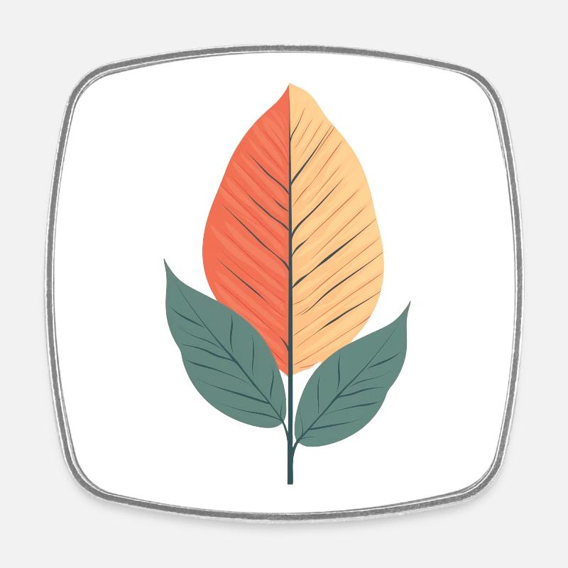 Feuille minimaliste - Magnet carré - blanc