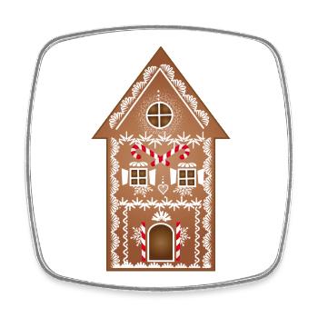 large decorated gingerbread house for christmas - Square fridge magnet - white - Front