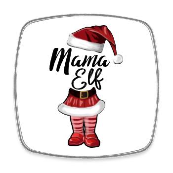 Mama Elf – Funny Christmas Design - Square fridge magnet - white - Front