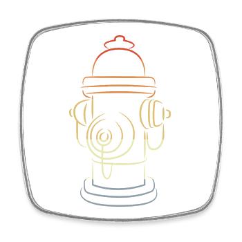 Borne d’incendie rétro - Magnet carré - blanc - Devant