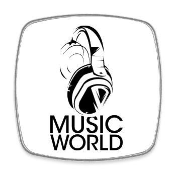 music world icon headphones musician graphic - Square fridge magnet - white - Front