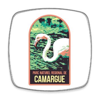 Flamand Rose Camargue : Nature Enchantée - Magnet carré - blanc - Devant