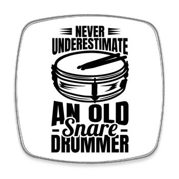 Drummer Grandpa - Square fridge magnet - white - Front