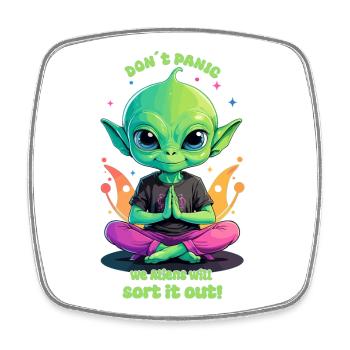 Cute Alien Regulates this ! - Square fridge magnet - white - Front