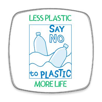 Less plastic – more life - Square fridge magnet - white - Front