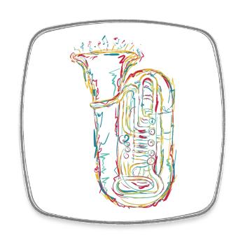 Tuba Sketch - Square fridge magnet - white - Front