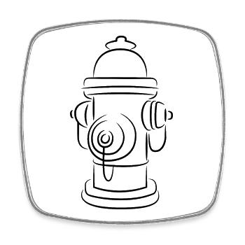Croquis de bouche d’incendie - Magnet carré - blanc - Devant