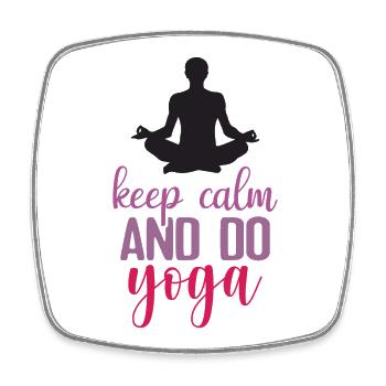 Ruhe bewahren und Yoga machen - Viereckiger Kühlschrankmagnet - Weiß - Vorne