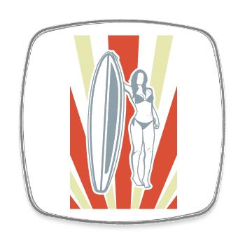 Surfing Vintage Look - Square fridge magnet - white - Front