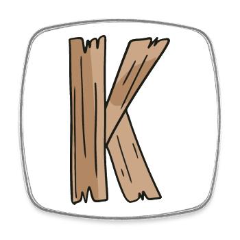 Letter K Wood Wooden Letter Name - Square fridge magnet - white - Front