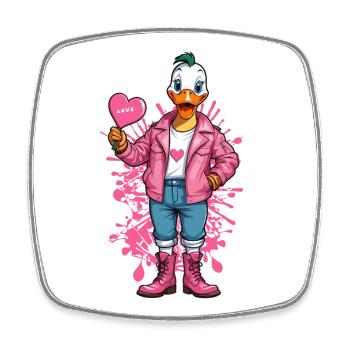 Canard punk avec coeur - Magnet carré - blanc - Devant