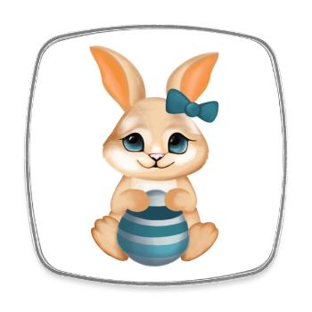 Mignon Lapin – Illustration mignonne - Magnet carré - blanc - Devant