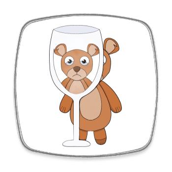 Ein Teddybär und leeres Glas - Viereckiger Kühlschrankmagnet - Weiß - Vorne