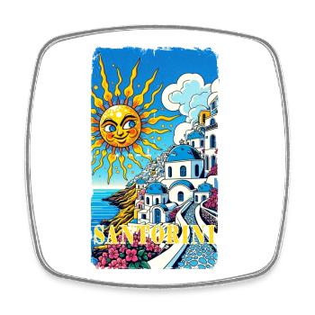 Vacances à Santorin, Grèce, Volcan Akrotiri - Magnet carré - blanc - Devant